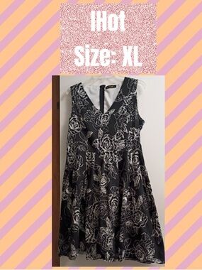Black & White Rose Fit-and-Flare Dress